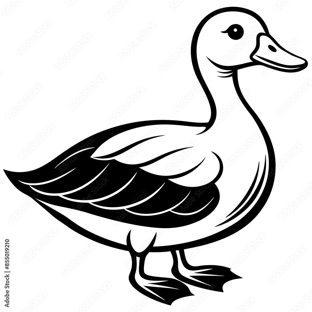 Obraz premium Cute Cartoon Duck silhouette art vector illustration design for kids.