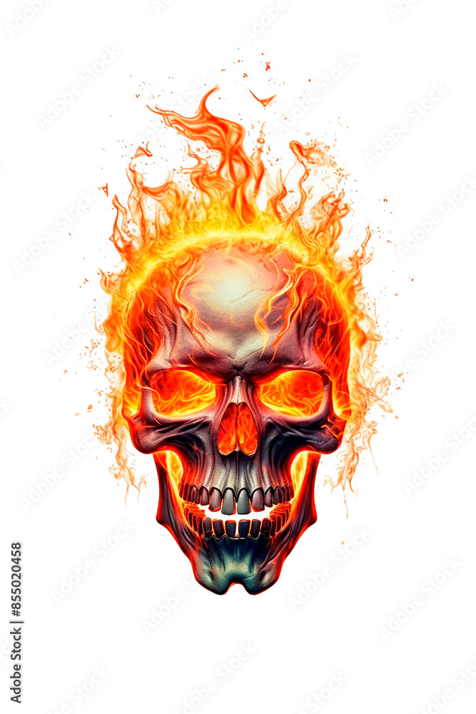 Image of Skull with Fire, for Stickers, T-shirt Print, Cap, Mug, Slippers, Mousepad, with Transparent Background PNG Image of Skull with Fire, for Stickers, T-shirt Print, Cap, Mug, Slippers, Mousepad, with Transparent Background PNG