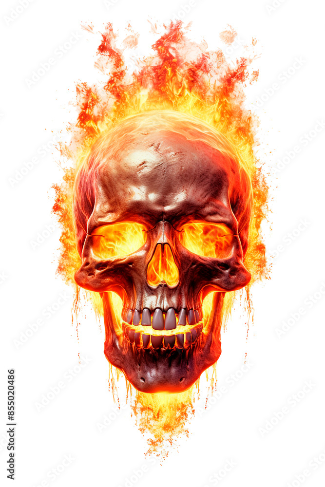 Image of Skull with Fire, for Stickers, T-shirt Print, Cap, Mug, Slippers, Mousepad, with Transparent Background PNG Image of Skull with Fire, for Stickers, T-shirt Print, Cap, Mug, Slippers, Mousepad, with Transparent Background PNG