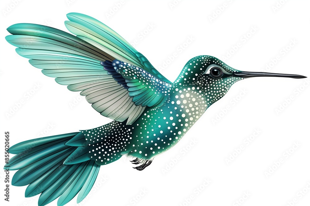Obraz premium Detailed Close-Up of Hummingbird Isolated on White Background