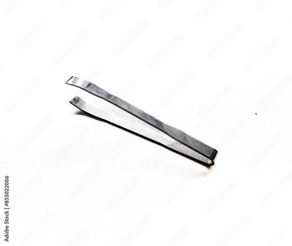 Pinset or tweezers on white background. Tweezers a tool for removing or pluck fine Pinset or tweezers on white background. Tweezers a tool for removing or pluck fine