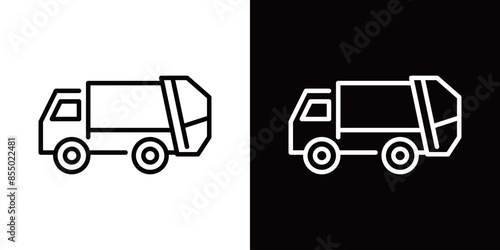 シンプルなゴミ収集車のラインアイコン