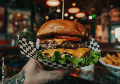 hamburger in the restaurant