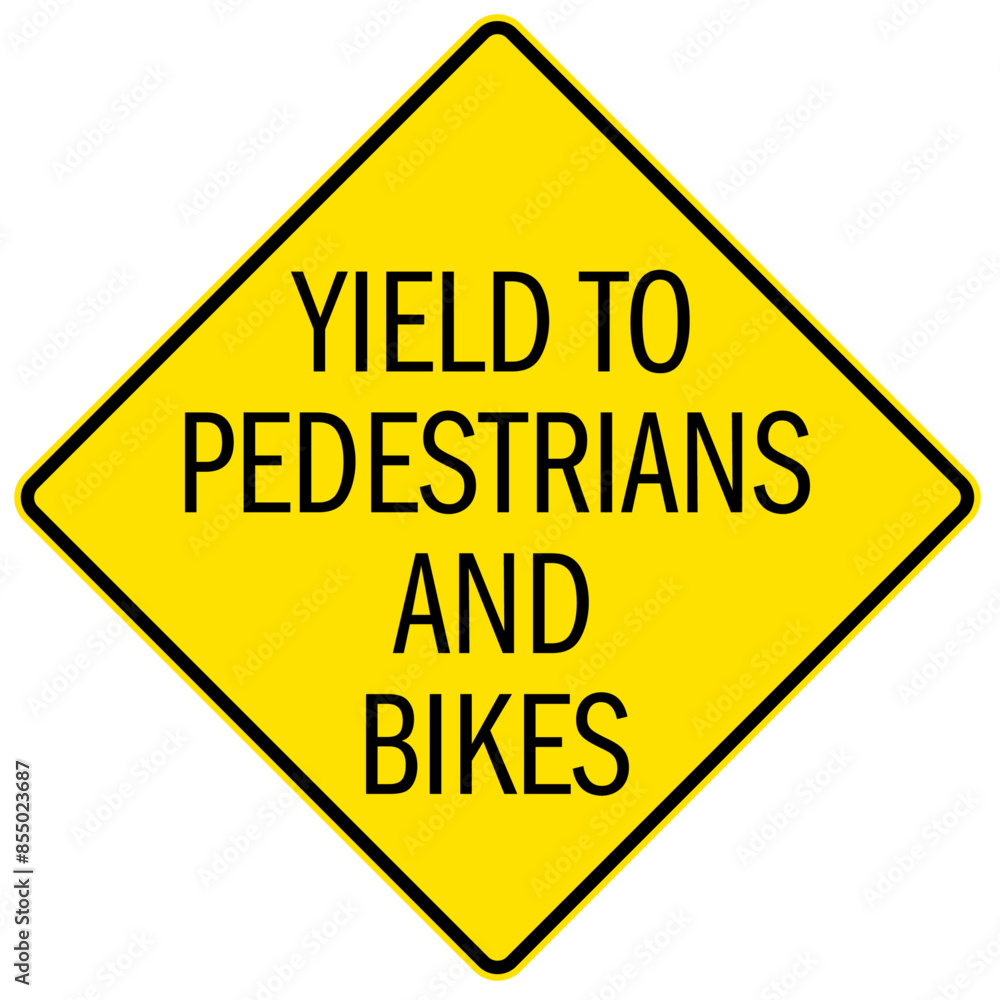 Pedestrian walkways sign yield to pedestrians and bikes Pedestrian walkways sign yield to pedestrians and bikes