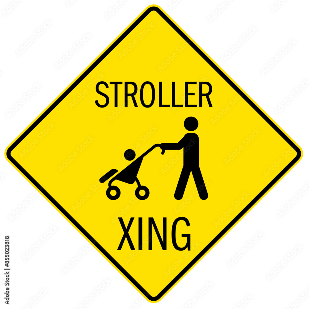 Pedestrian walkways sign stroller crossing Pedestrian walkways sign stroller crossing