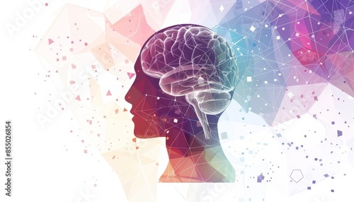 A colorful brain with a white background by AI generated image