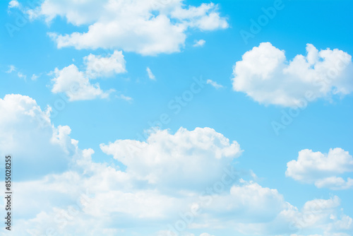 Blue sky with soft cumulus clouds