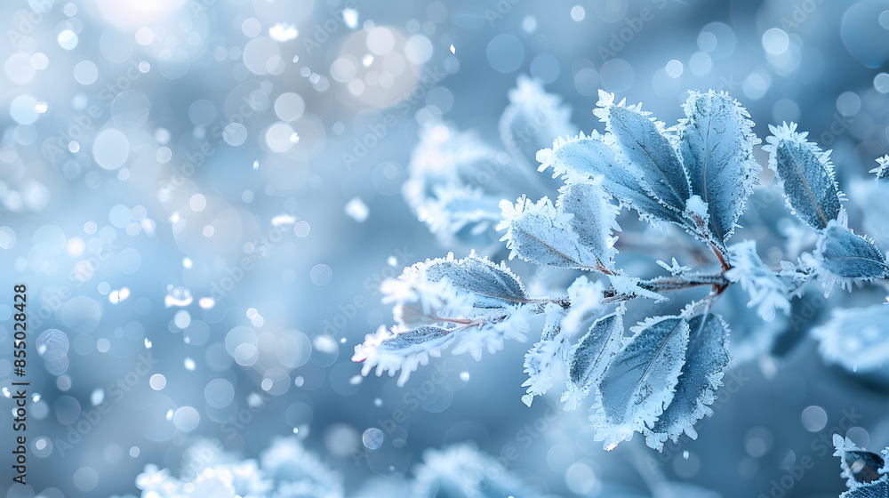a tree branch shrouded in frost on a snowy background a tree branch shrouded in frost on a snowy background