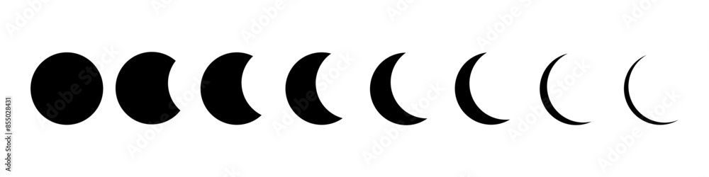 Moon shapes - different vector phases of the moon. Moon shapes - different vector phases of the moon.