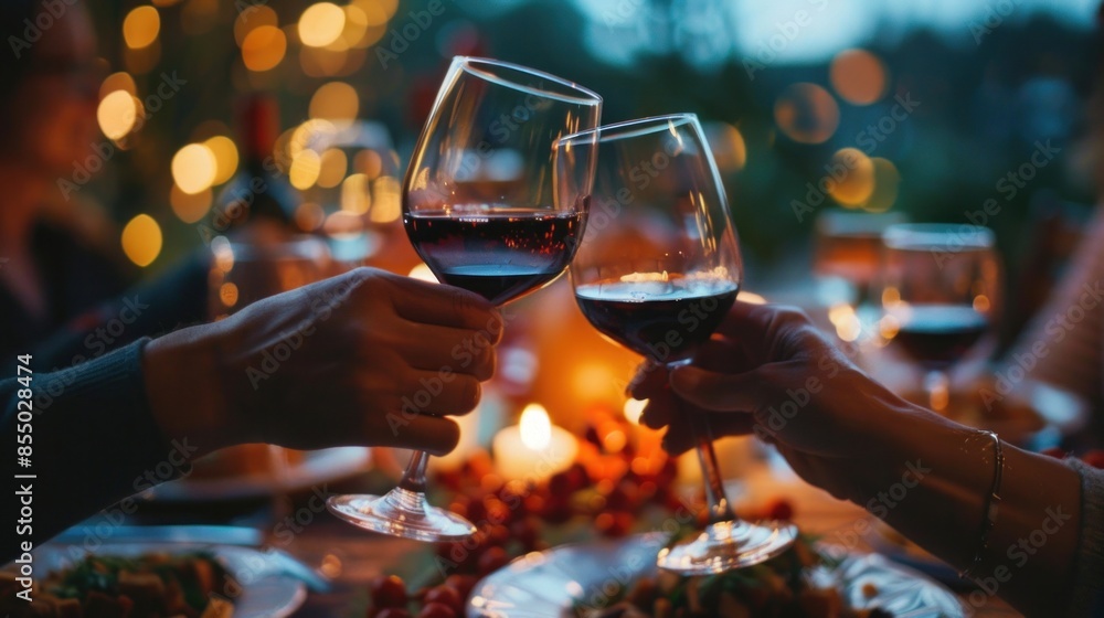 Friends drinking wine during Thanksgiving dinner at the dining table. Friends drinking wine during Thanksgiving dinner at the dining table.