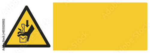 ISO warning safety signs_warning ; hand crushing between press brake tool your custom message here landscape size 1/2 a4,a3,a2,a1