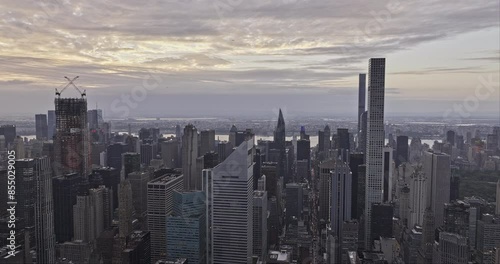 NYC New York Aerial v340 drone flyover Midtown East Manhattan capturing skyscrapers of Billionaires Row along Central park and Upper East Side cityscape - Shot with Mavic 3 Pro Cine - September 2023 photo