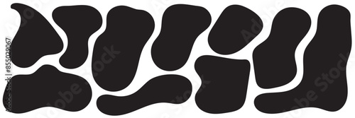 Modern liquid irregular blob shape abstract elements graphic flat style design fluid vector illustration set.