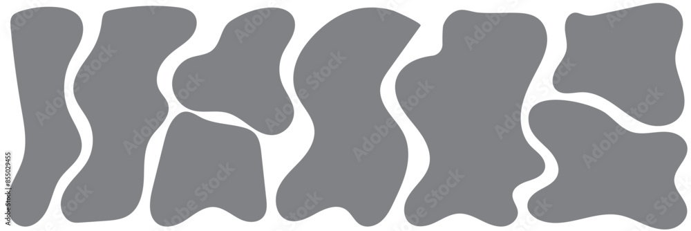 Modern liquid irregular blob shape abstract elements graphic flat style design fluid vector illustration set. Modern liquid irregular blob shape abstract elements graphic flat style design fluid vector illustration set.