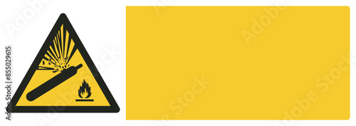 ISO warning safety signs_warning ; pressurized cylinder your custom message here landscape size 1/2 a4,a3,a2,a1