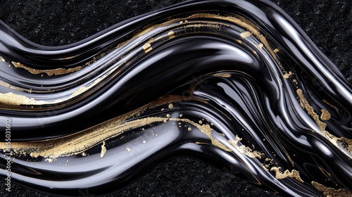 Wallpaper Mural Luxury black marble abstract background with gold accents, modern black brush oil painting splash, watercolor texture.  Torontodigital.ca