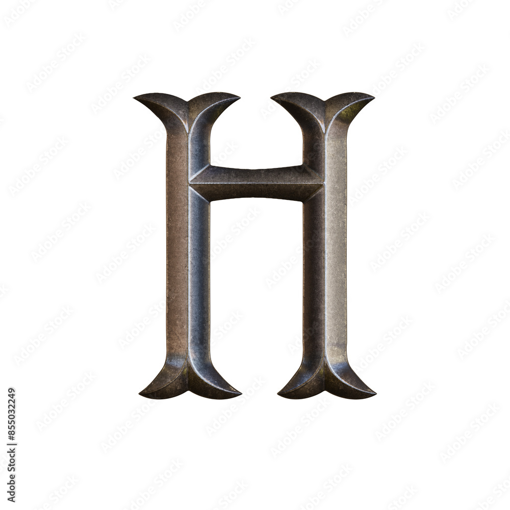 Ancient Metal 3D Alphabet PNG Letters