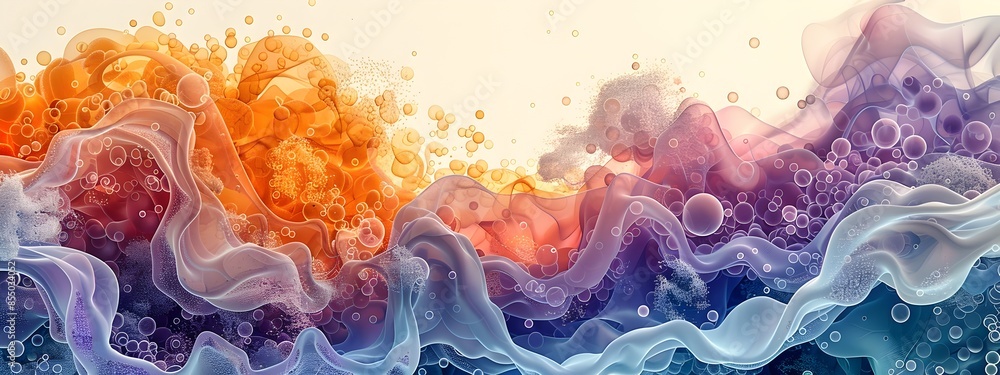 Fototapeta premium Microscopic Radiant Microbiome Vibrant Interplay of Skin s Microbial Community