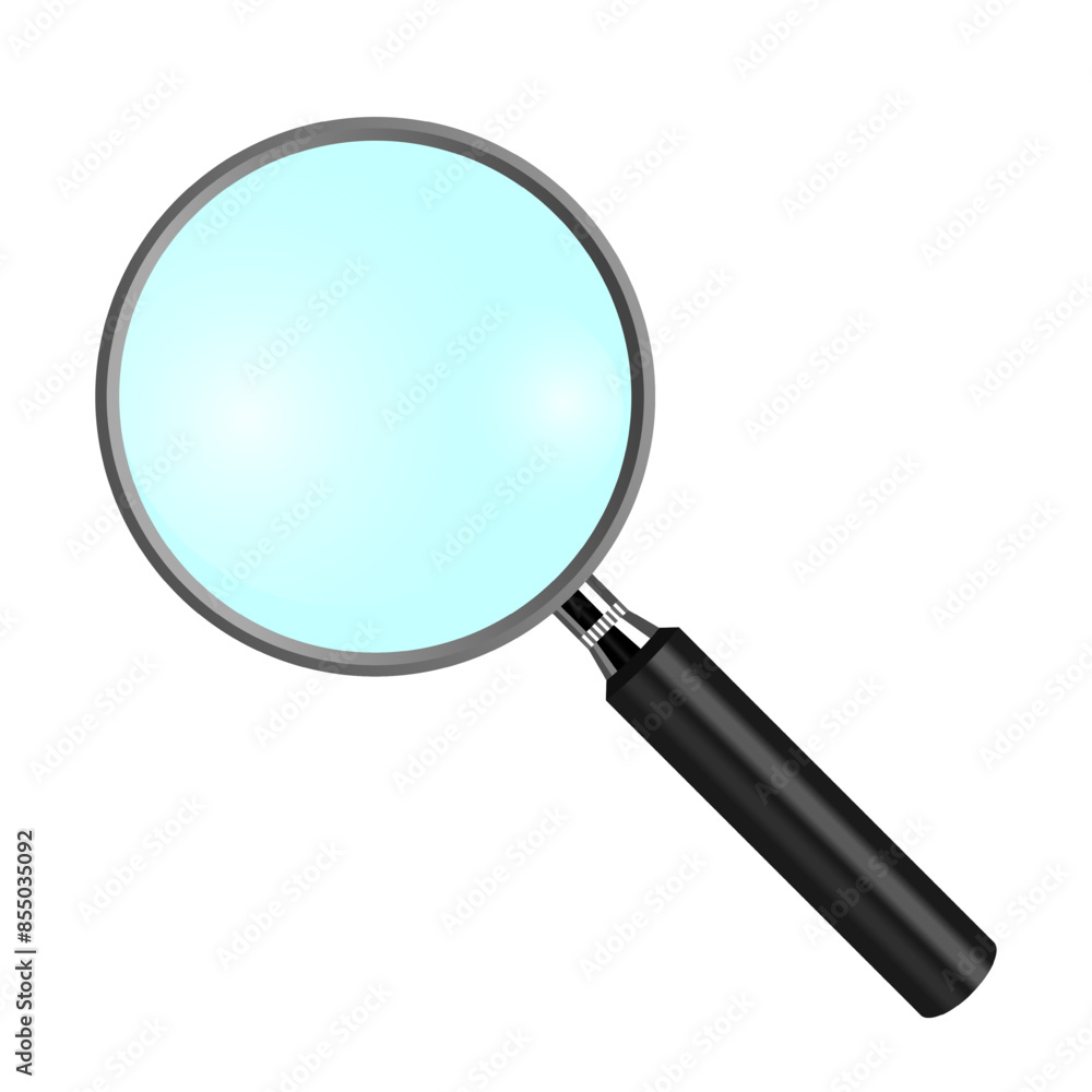 magnifying glass with NO transparency realistic vector illustration