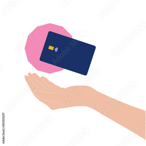 Mano sosteniendo una tarjeta de crédito. Vector