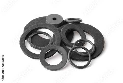 Canvas Print Black rubber gaskets and washers