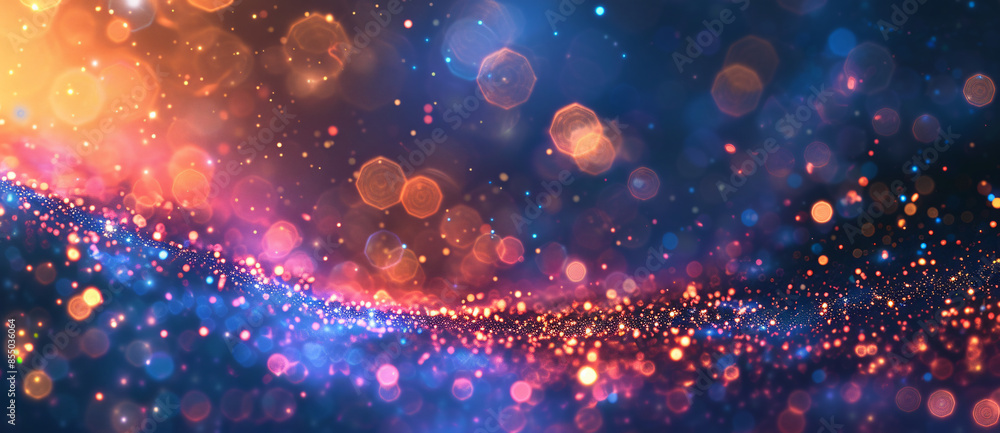 Abstract background with glitter and bokeh lights, blue and orange colors
Abstract background with glitter and bokeh lights, blue and orange colors