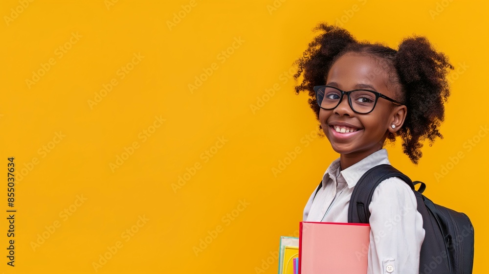 a school studen with glasses holding books on isolated background, backpack a school studen with glasses holding books on isolated background, backpack