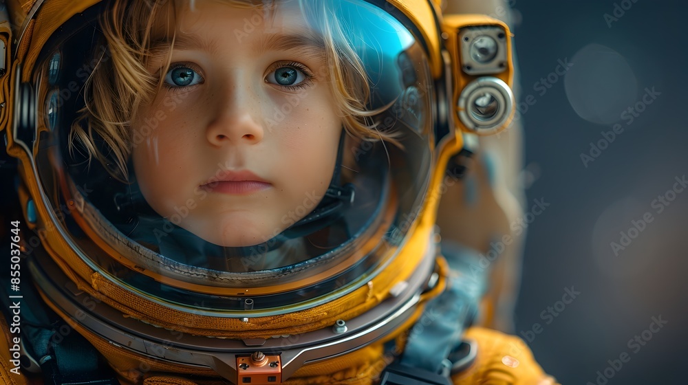 Young Adventurer Dreaming of Spaceflight in Astronaut Costume Young Adventurer Dreaming of Spaceflight in Astronaut Costume