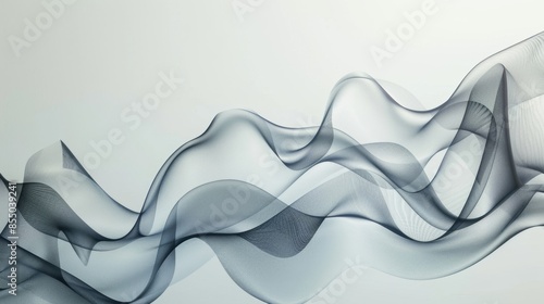 Abstract black and white flowing waves on light background.