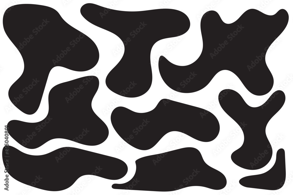 Modern liquid irregular blob shape abstract elements graphic flat style design fluid vector illustration set. Modern liquid irregular blob shape abstract elements graphic flat style design fluid vector illustration set.
