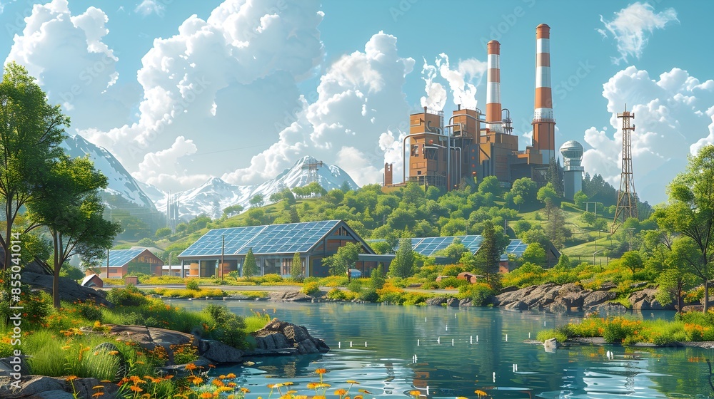 Fototapeta premium Renewable Energy Power Plant Harnessing Nature s Potential for Sustainable Electricity