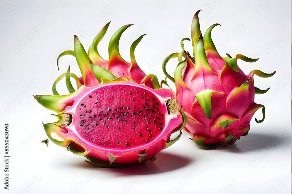 dragon fruit isolated on white background, full depth of field dragon fruit isolated on white background, full depth of field