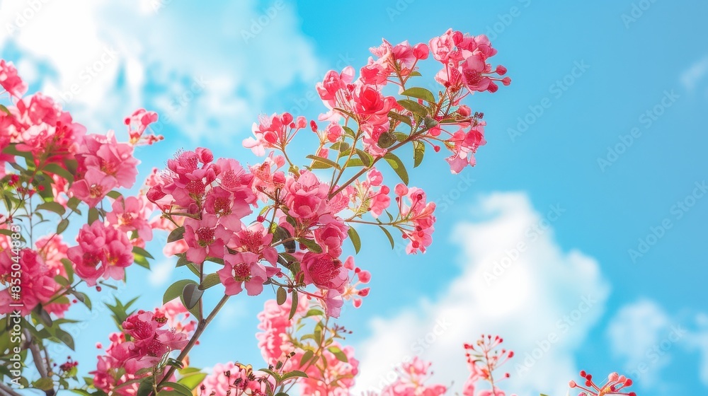 Crape myrtle Lagerstroemia indica foliage and blossoms contrasted Crape myrtle Lagerstroemia indica foliage and blossoms contrasted