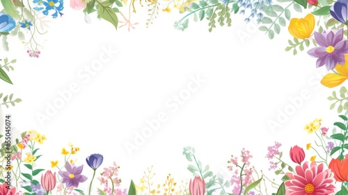Elegant floral frame with white background. spring and summer floral design