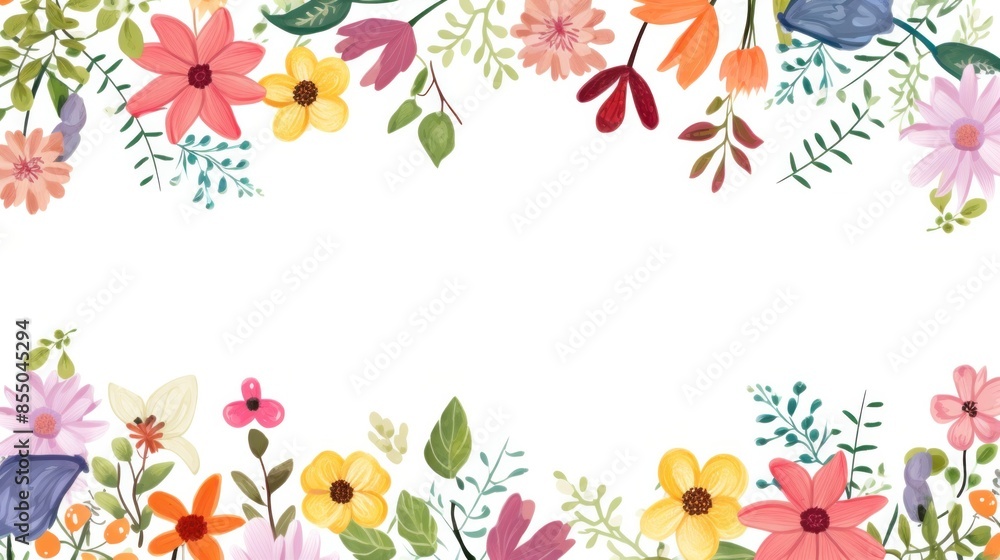 Elegant floral frame with white background. spring and summer floral design Elegant floral frame with white background. spring and summer floral design