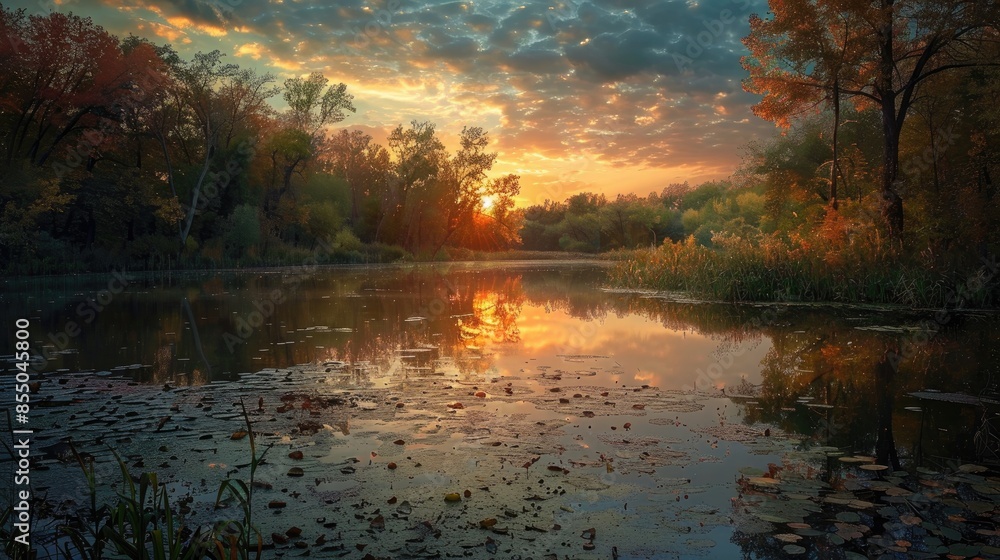 Obraz premium Sunrise at the pond