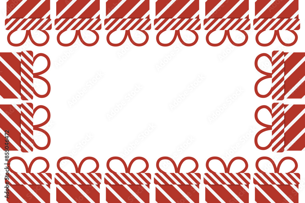 Valentine gift red gift box border. Frame of Red surprize box package with ribbon Valentine gift red gift box border. Frame of Red surprize box package with ribbon