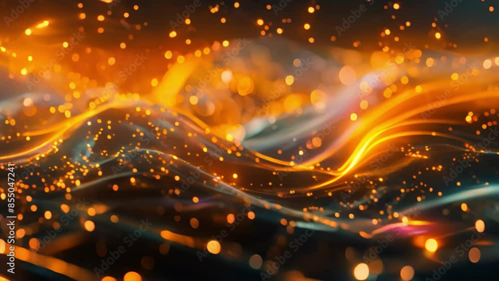Abstract orange and blue light trails with particles. Abstract orange and blue light trails with particles.