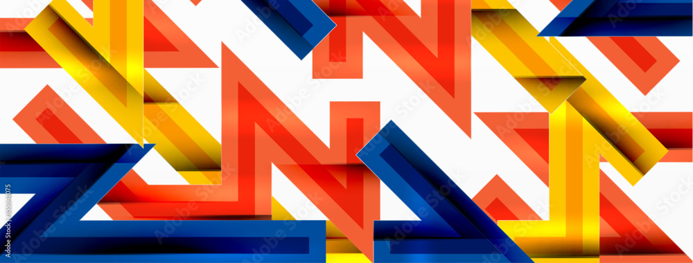 Line zig zag dynamic geometric abstract background. Colorful lines with shadow and light effects, various routes concept. Vector Illustration For Wallpaper, Banner, Background, Card Line zig zag dynamic geometric abstract background. Colorful lines with shadow and light effects, various routes concept. Vector Illustration For Wallpaper, Banner, Background, Card