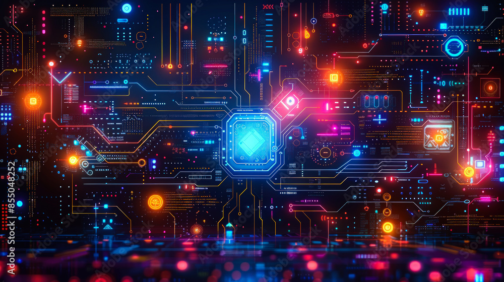 Futuristic Circuit Board: Advanced Digital Network Visualization Futuristic Circuit Board: Advanced Digital Network Visualization