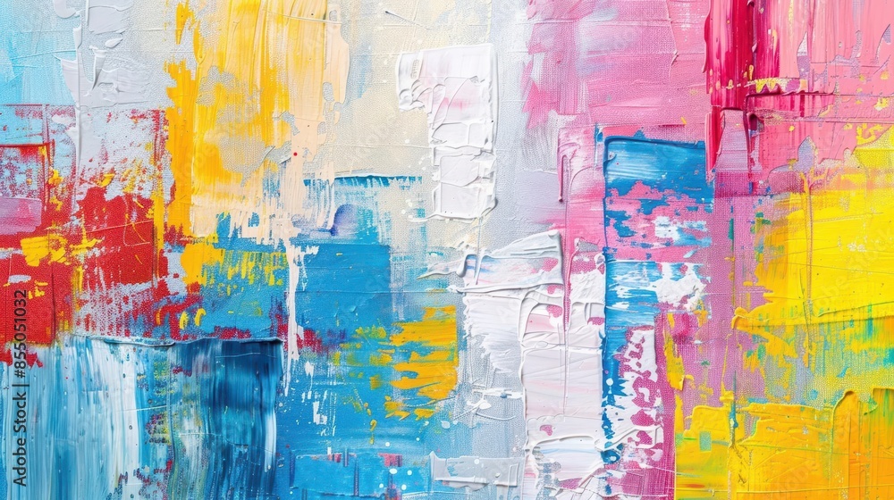 Fototapeta premium abstract colorful artwork with expressive paint strokes acrylic texture on canvas modern oil painting background