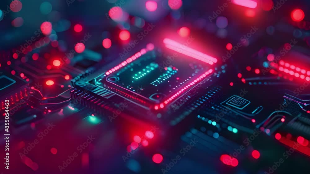 A close-up shot of a circuit board with a glowing red magnet symbol in the center, surrounded by other red-lit circuits. A close-up shot of a circuit board with a glowing red magnet symbol in the center, surrounded by other red-lit circuits.