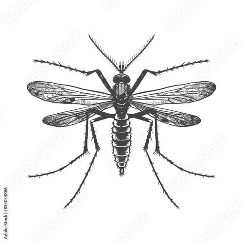 Detailed Engraving: Mosquito, Isolated Vector Illustration