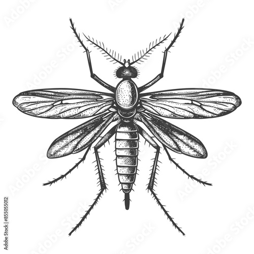 Detailed Engraving of a Mosquito: Vector Illustration