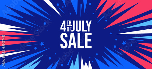 4th of July. sale banner, patriotic, exploding, 
abstract background, explosion, vector, 
zoom in, background for sale ads, web, social media post, flyer, sign, poster, printable, USA
