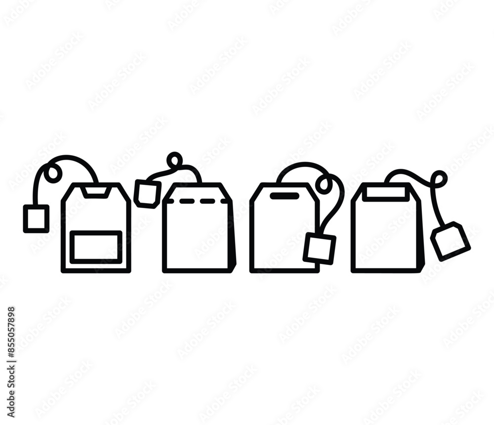 tea bag drink icons symbol vector design black white color illustration set isolated tea bag drink icons symbol vector design black white color illustration set isolated