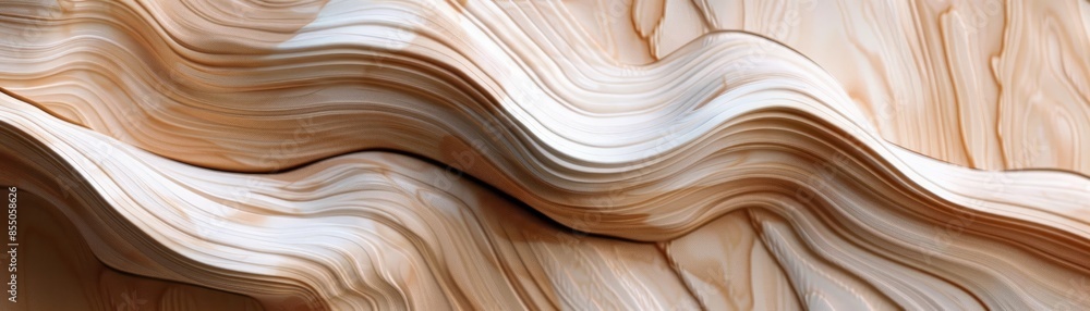 Obraz premium Abstract Beige and White Wavy Lines.