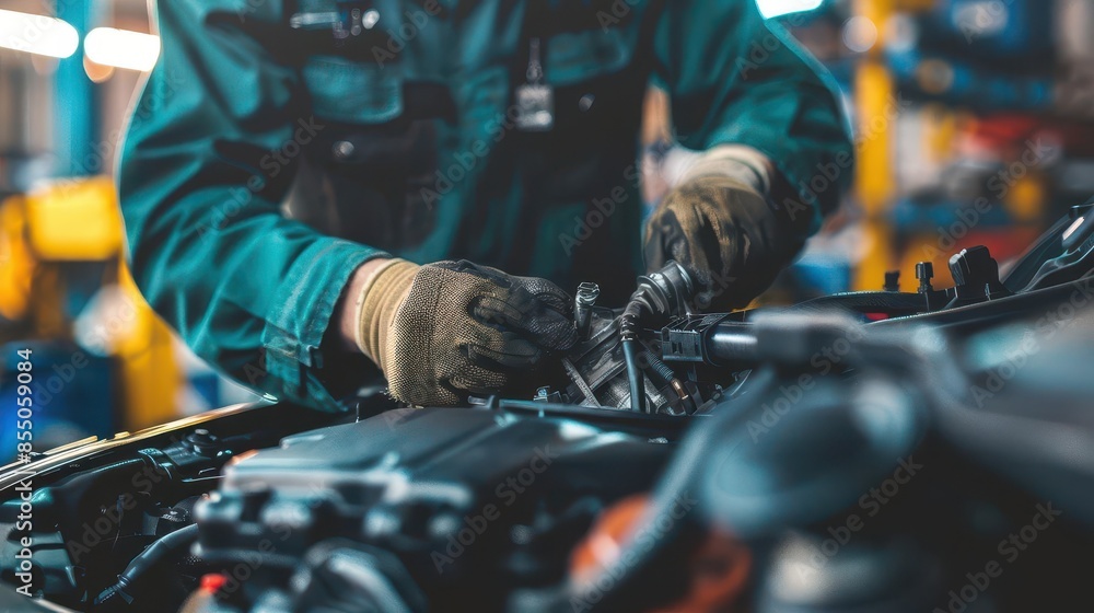 auto mechanic repairing car engine in service garage vehicle maintenance and repair concept auto mechanic repairing car engine in service garage vehicle maintenance and repair concept