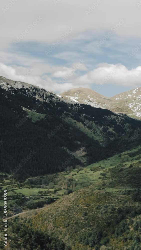 Spain. Pyrenees Mountains Landscape In Spring Season Spain. Pyrenees Mountains Landscape In Spring Season