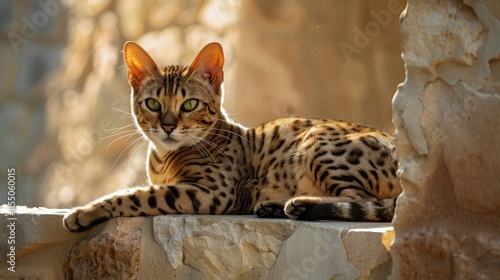 A Stunning Egyptian Mau Cat Posing in Close-up Portrait